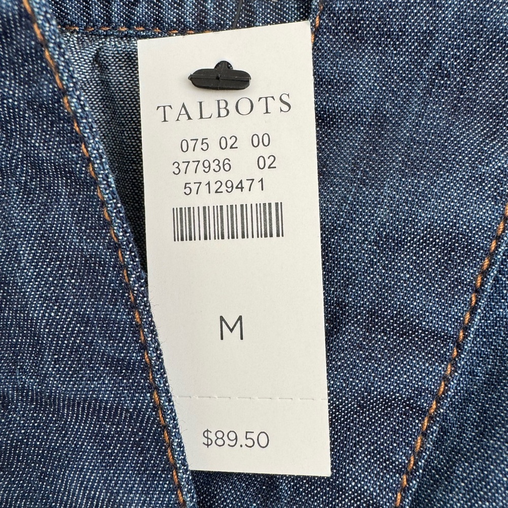 NWT Talbots Denim Short Sleeve Peasant Top in Dark Blue Size M - Picture 4 of 11